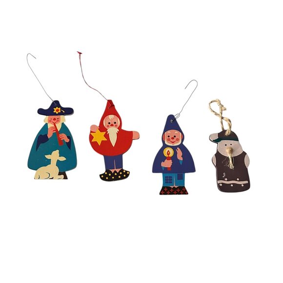 Erzgebirge German Wooden Ornaments • Lot of 4 • Vintage Folk Art Fretwork Decor - Picture 1 of 3